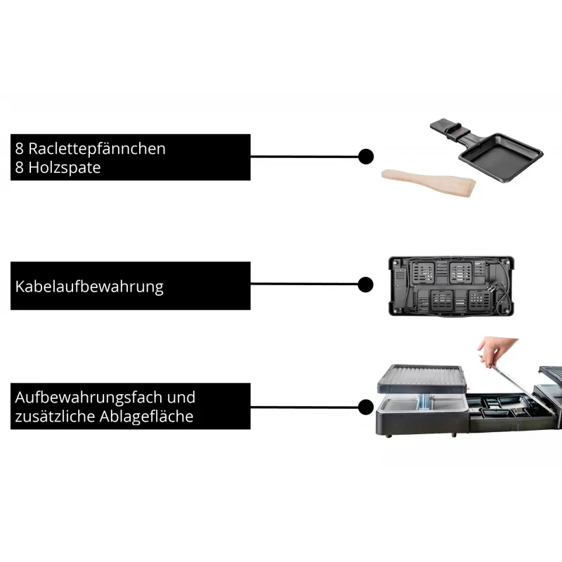 Unold 48755 Raclette-Grill 8 personas 1300 W negro