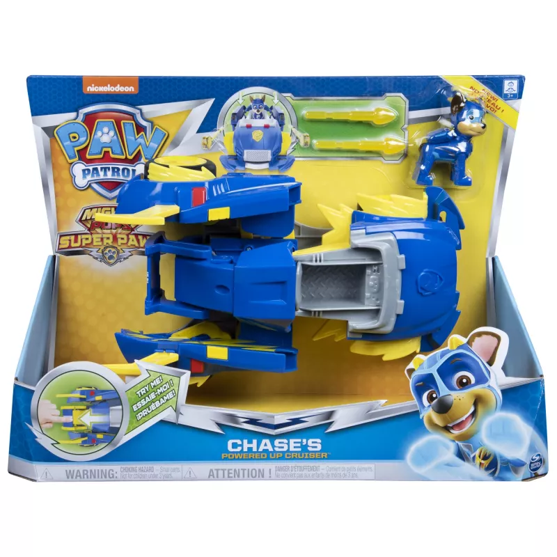 PAW Patrol, Mighty Pups Super PAWs Chase’s Powered Up Cruiser Transforming Vehicle