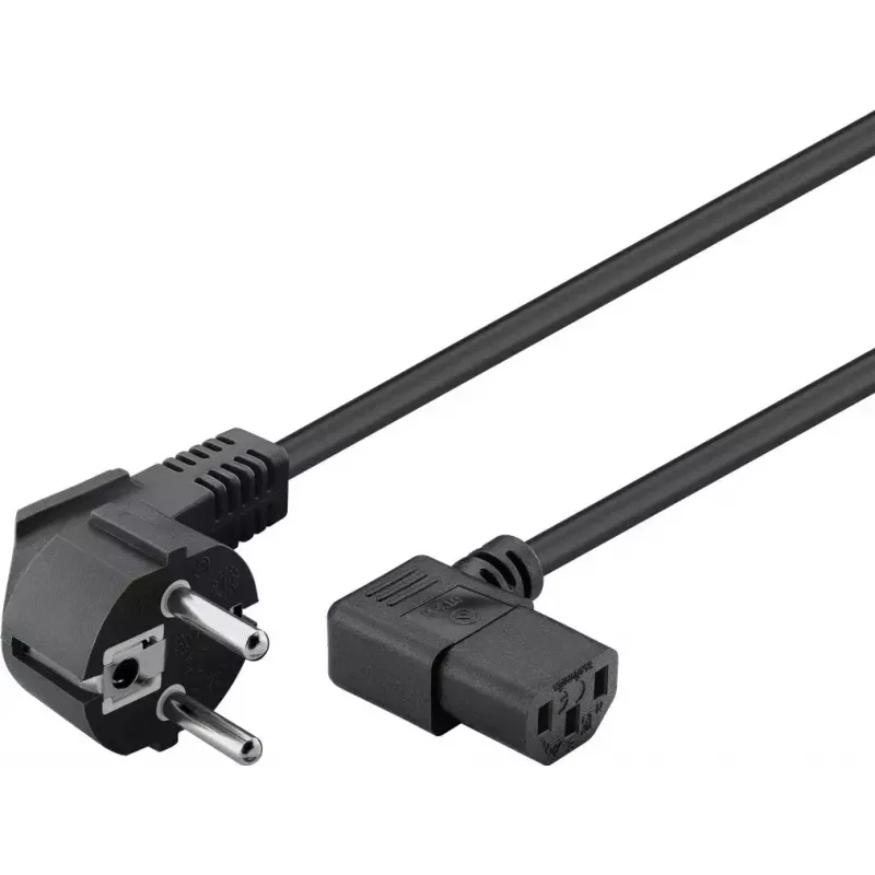 Cable IEC en ángulo Goobay 5m negro conector macho tipo F IEC C13