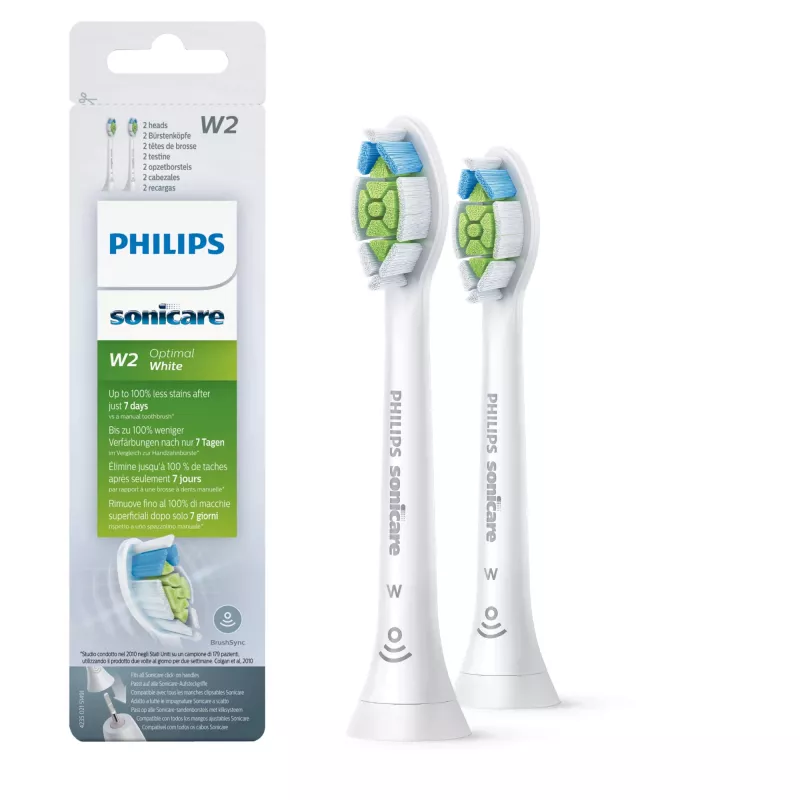 Cabezales de cepillo de dientes sónico recambiables Philips Sonicare W2 Optimal blanco HX6062/10 pack de 2