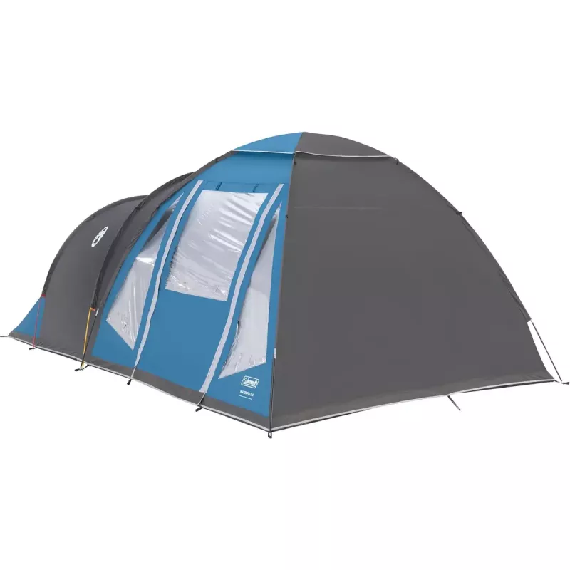 Tienda de campaña tipo cúpula COLEMAN Waterfall 5 (modelo 2025) con extensión de túnel, azul/gris