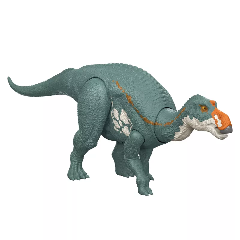 Jurassic World Rebirth Wild Roar Maiasaura juguete de dinosaurio, mordida de ataque y sonido controlados por la cola