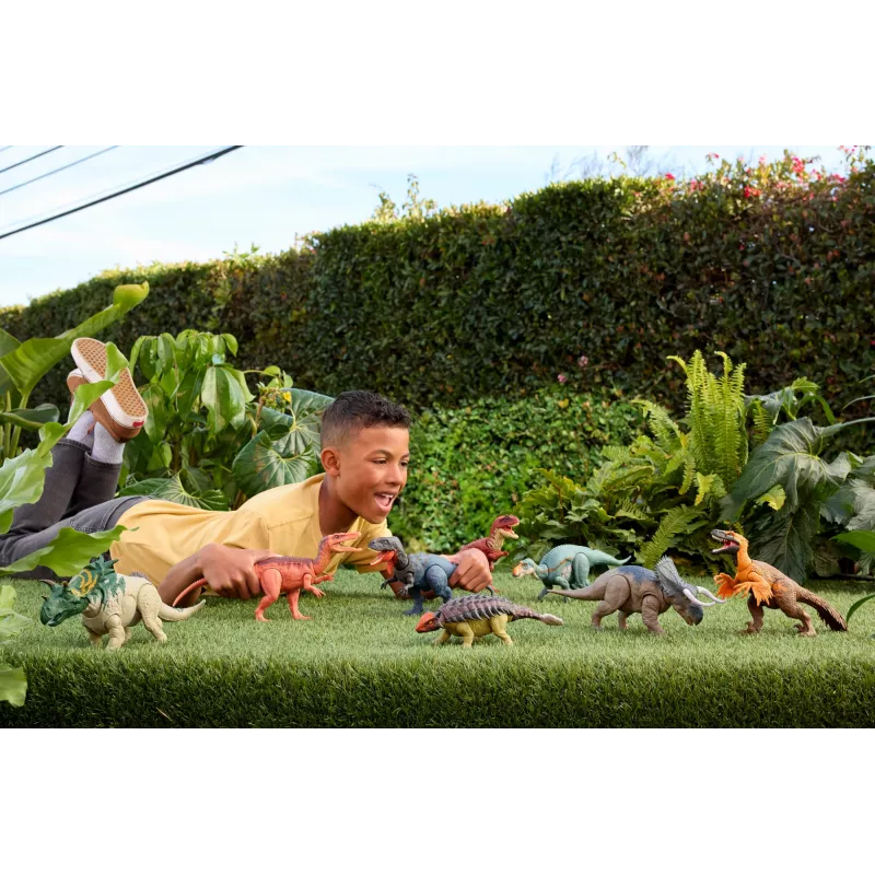 Jurassic World Rebirth Wild Roar Maiasaura juguete de dinosaurio, mordida de ataque y sonido controlados por la cola