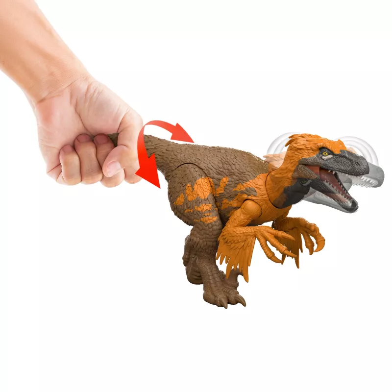 Jurassic World Rebirth Wild Roar Utahraptor juguete de dinosaurio, mordida de ataque y sonido controlados por la cola