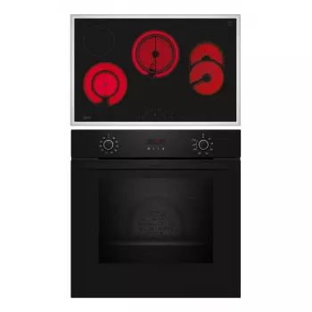 Set de placa vitrocerámica y horno eléctrico NEFF B2CCG6AK3 + T18SDH9L0 — Placa vitrocerámica con 4 zonas de cocción, horno eléctrico de 71 L, CircoTherm®