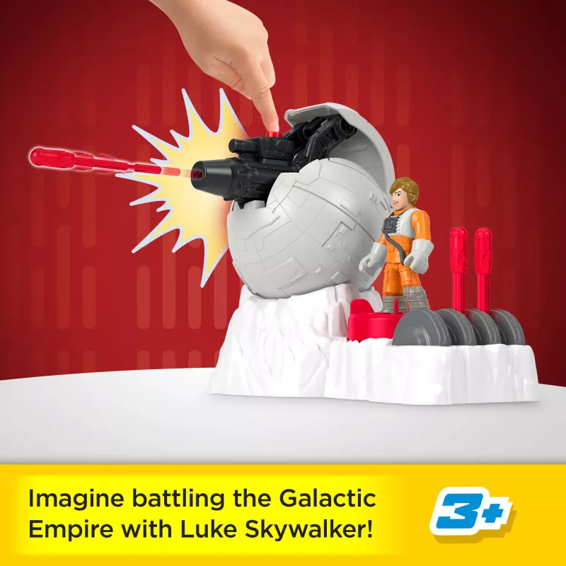 Fisher-Price Imaginext STAR WARS Cañón de base rebelde juguete con llave de personaje de fundición Luke Skywalker, 5 piezas