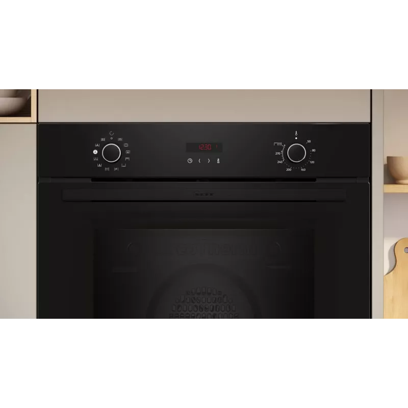 Horno eléctrico integrable NEFF N 30 B2CVG6AK3 — 71 l, negro, mandos giratorios, temporizador electrónico, A+