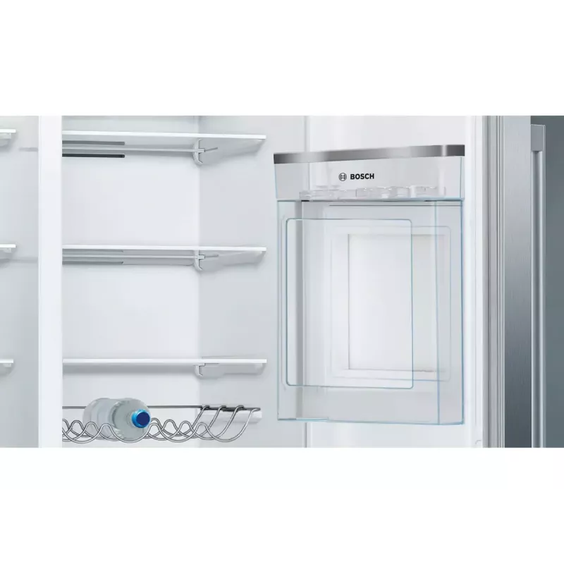 Bosch Serie 6 KAG93AIEP frigorífico Side-by-Side, de libre instalación, 560 l (369 l + 191 l), dispensador de hielo y agua, E, acero inoxidable