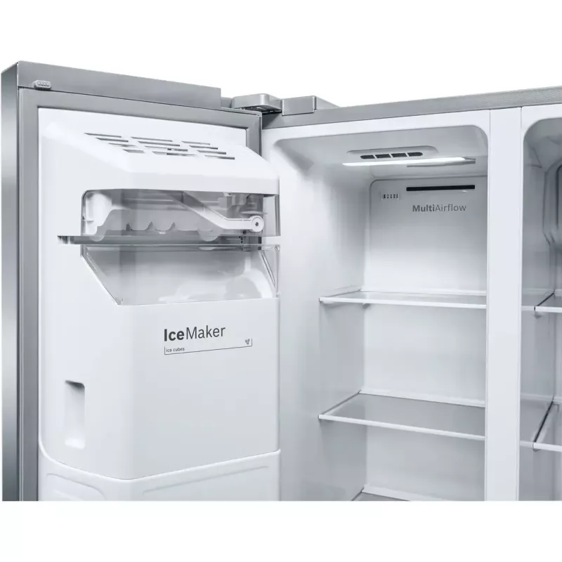 Bosch Serie 6 KAG93AIEP frigorífico Side-by-Side, de libre instalación, 560 l (369 l + 191 l), dispensador de hielo y agua, E, acero inoxidable