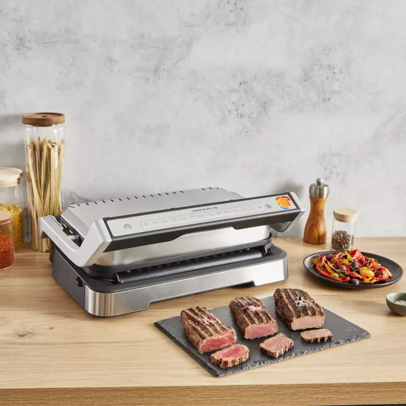 Parrilla de contacto Tefal OptiGrill 2in1 GC773D acero inoxidable 2100 W