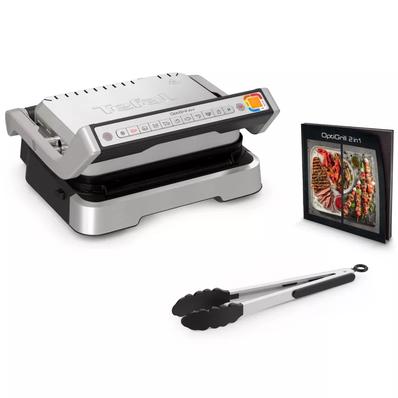 Parrilla de contacto Tefal OptiGrill 2in1 GC773D acero inoxidable 2100 W