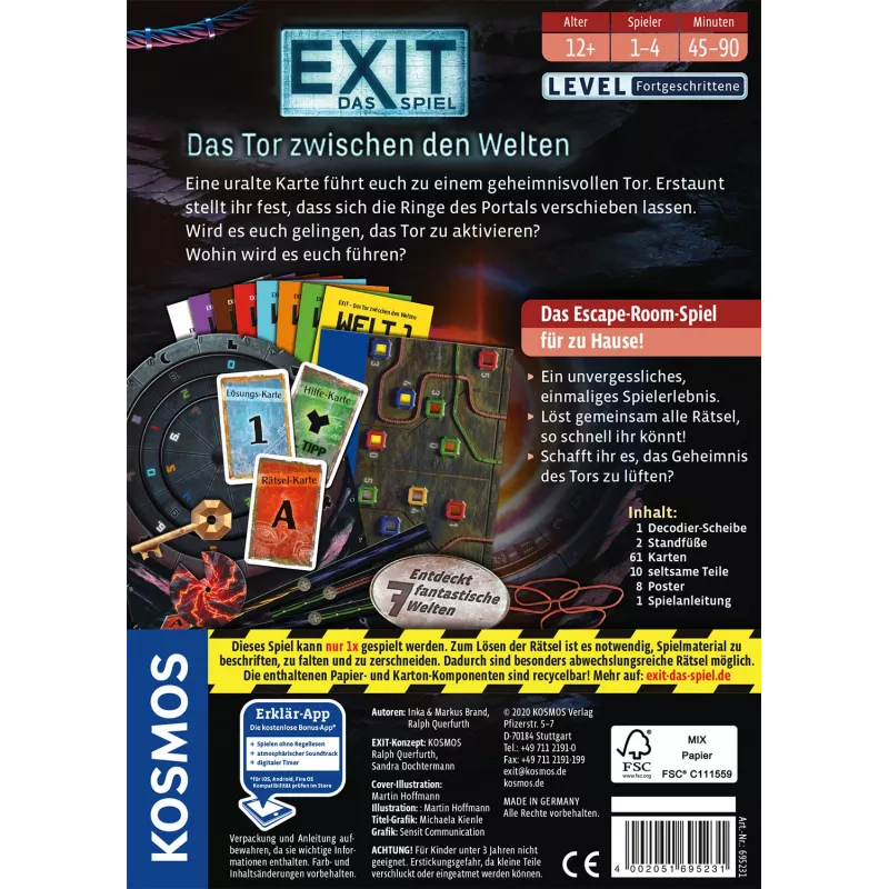 Kosmos 695231 EXIT - Das Tor zwischen den Welten juego de fiesta, 1-4 jugadores, 12+