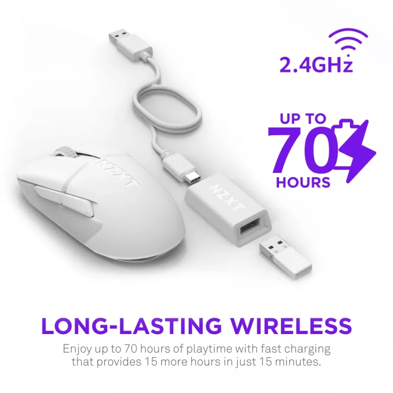 NZXT Lift Elite Wireless ratón gaming blanco