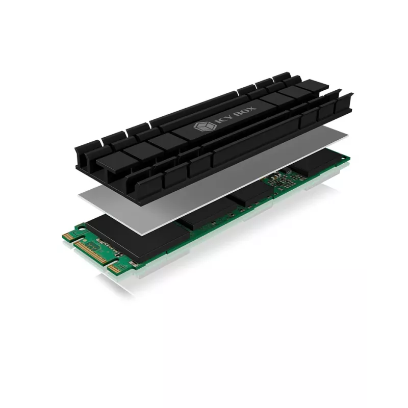 ICY BOX IB-M2HS-701 M.2 2280 SSD disipador, pasivo, aluminio, PC/PS5, negro