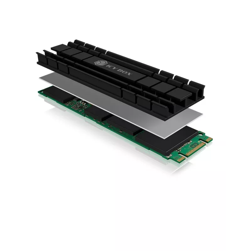 ICY BOX IB-M2HS-701 M.2 2280 SSD disipador, pasivo, aluminio, PC/PS5, negro