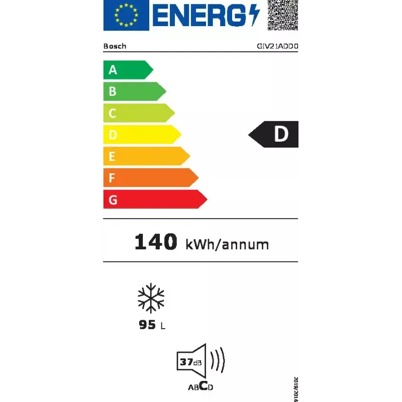 Congelador integrable Bosch Serie 6 GIV21ADD0 — 95 L, 4* estrellas, clase energética D, apertura de puerta a la derecha