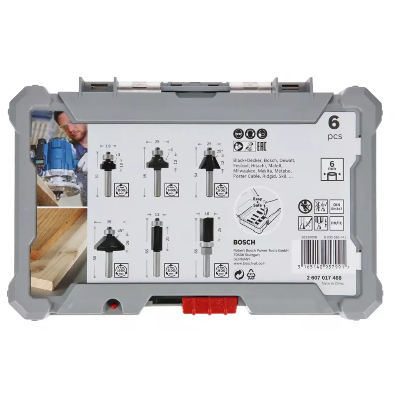 Juego de fresas Bosch, 6 uds., vástago de 6 mm