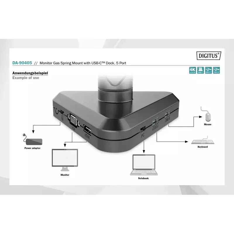 Soporte para monitor Digitus DA-90405 con docking station