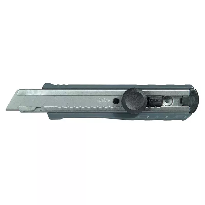Cúter STANLEY FATMAX 0-10-421, 18 mm, carcasa de metal fundido, bloqueo deslizante, guía de cuchilla de acero inoxidable, clip de cinturón, amarillo