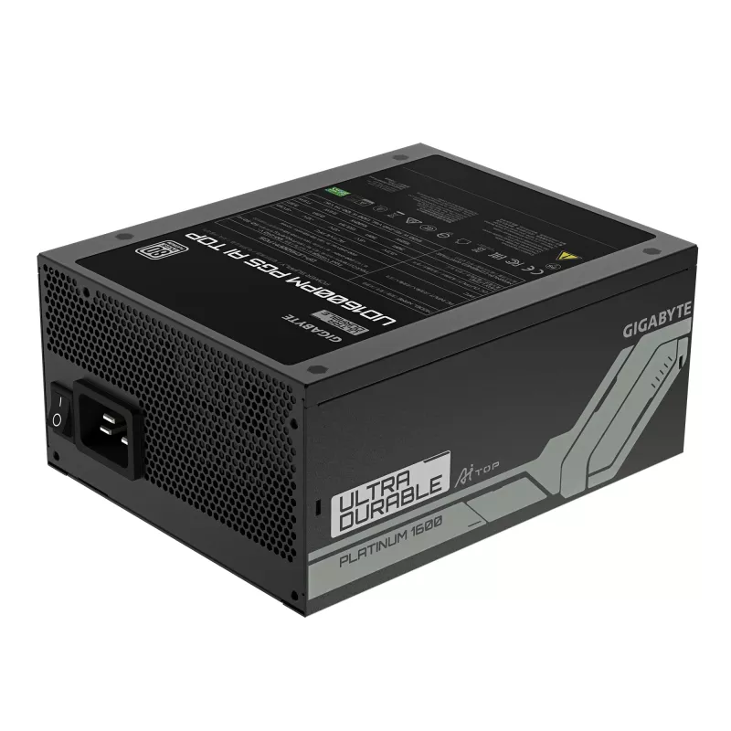 Fuente de alimentación GIGABYTE UD1600PM PG5 1600W, 80 PLUS Platinum, 92% de eficiencia, ATX 20+4 pines, ventilador de 120 mm, negro