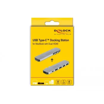 Base de acoplamiento DeLOCK para MacBook Dual HDMI 4K PD Hub