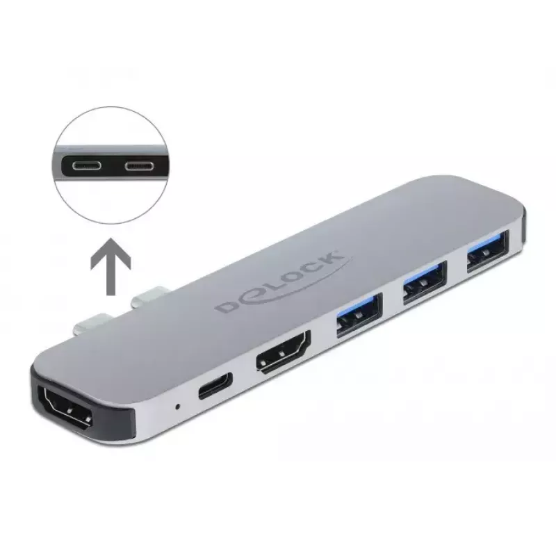 Base de acoplamiento DeLOCK para MacBook Dual HDMI 4K PD Hub