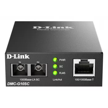 Convertidor de medios D-Link DMC-G10SC/E 100/1000BaseT a 1000BaseLX SC fibra óptica