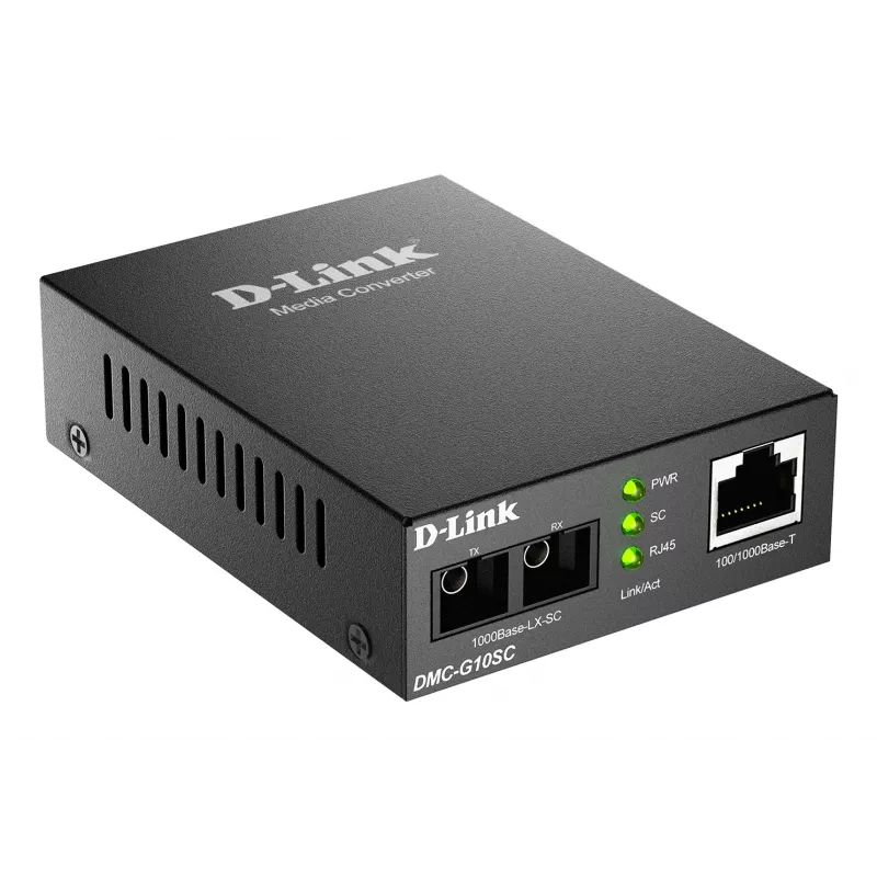 Convertidor de medios D-Link DMC-G10SC/E 100/1000BaseT a 1000BaseLX SC fibra óptica
