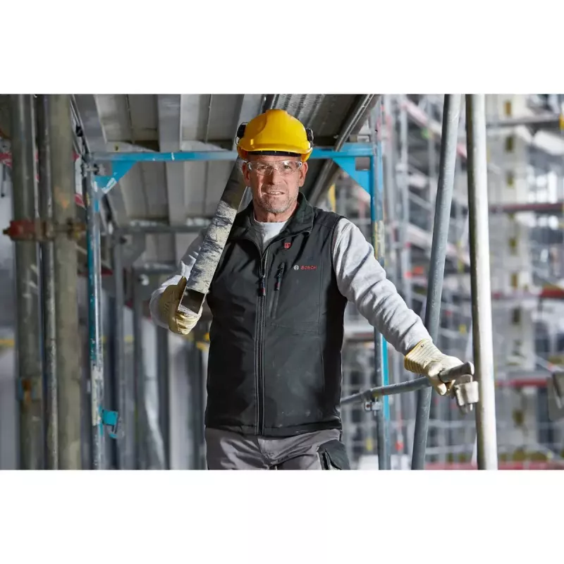 Chaleco calefactable Bosch GHV 12+18V XA Professional talla 3XL negro con cargador y batería