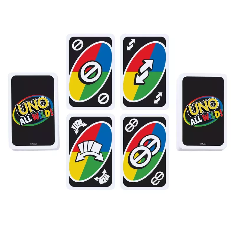 Juego de cartas MATTEL Games UNO All Wild — juego de cartas familiar, edad recomendada 7+