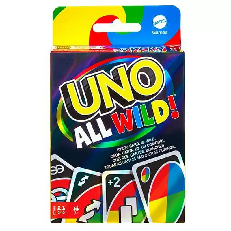Juego de cartas MATTEL Games UNO All Wild — juego de cartas familiar, edad recomendada 7+