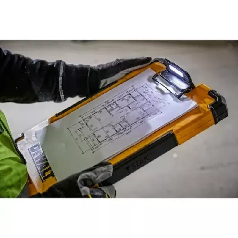 DeWALT TSTAK DWST82732-1 tablilla sujetapapeles con luz LED de 180°, amarillo/negro