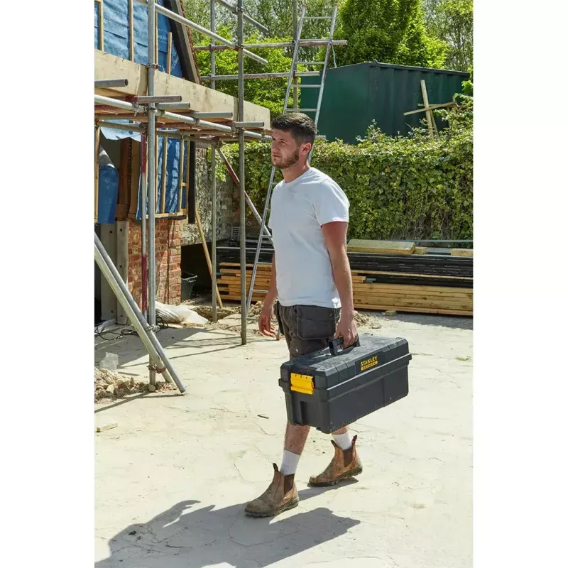 Stanley FatMax FMST81083-1 caja de herramientas con peldaño, plástico, carga de 30 kg, negro/amarillo
