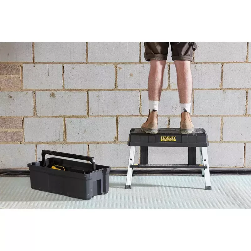 Stanley FatMax FMST81083-1 caja de herramientas con peldaño, plástico, carga de 30 kg, negro/amarillo