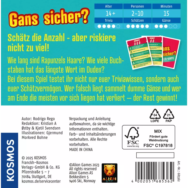 Kosmos 47856223 juego de mesa/cartas 15 min adivinanzas