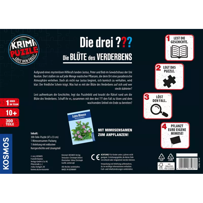 Kosmos 684877 puzle de misterio Die drei ??? - Die Blüte des Verderbens, 300 piezas, a partir de 10 años