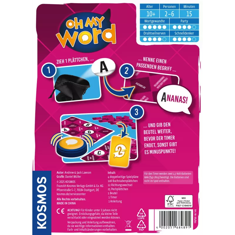 Kosmos Oh my word 684891 juego de fiesta, 2-6 jugadores, 15 min, a partir de 10 años