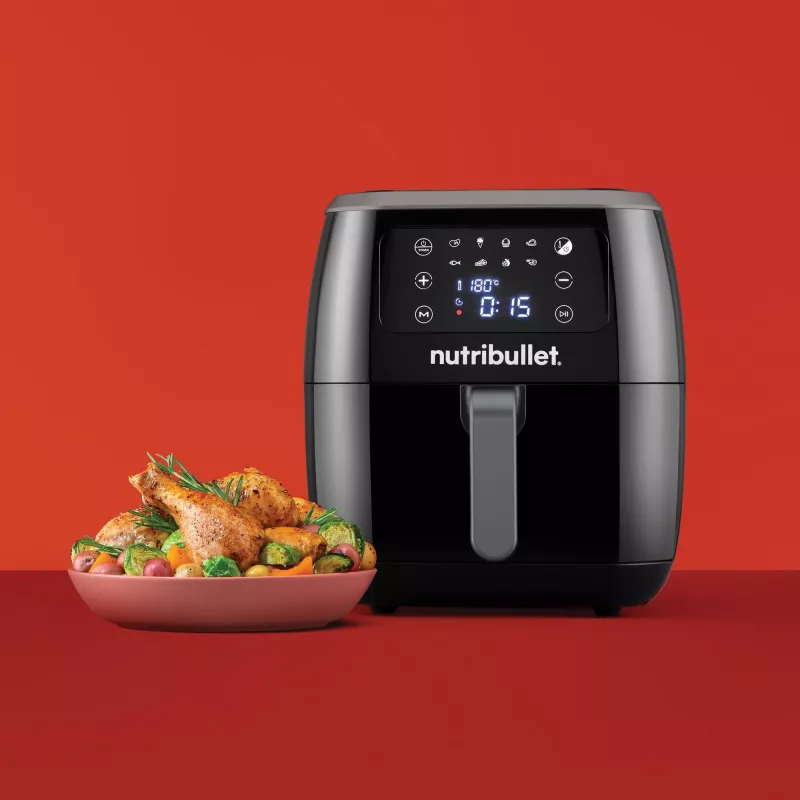 Freidora de aire NUTRIBULLET XXL Digital 7 L 1800 W negra, 8 programas, control táctil