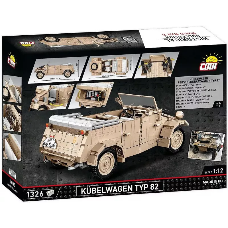 Cobi COBI-2803 Kübelwagen Typ 82 set de construcción, 1326 piezas, serie Historical Collection, plástico, 10+