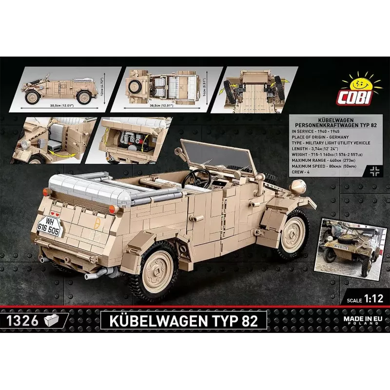 Cobi COBI-2803 Kübelwagen Typ 82 set de construcción, 1326 piezas, serie Historical Collection, plástico, 10+