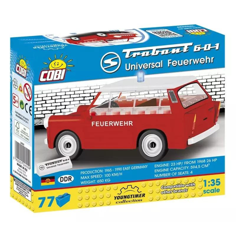 Set de construcción Cobi Trabant 601 Universal Feuerwehr modelo 24555, juego de bloques de construcción