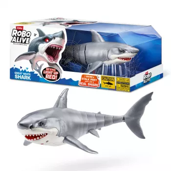 Zuru Robo Alive Gran Tiburón Blanco 71126 — figura interactiva a pilas para jugar en el agua