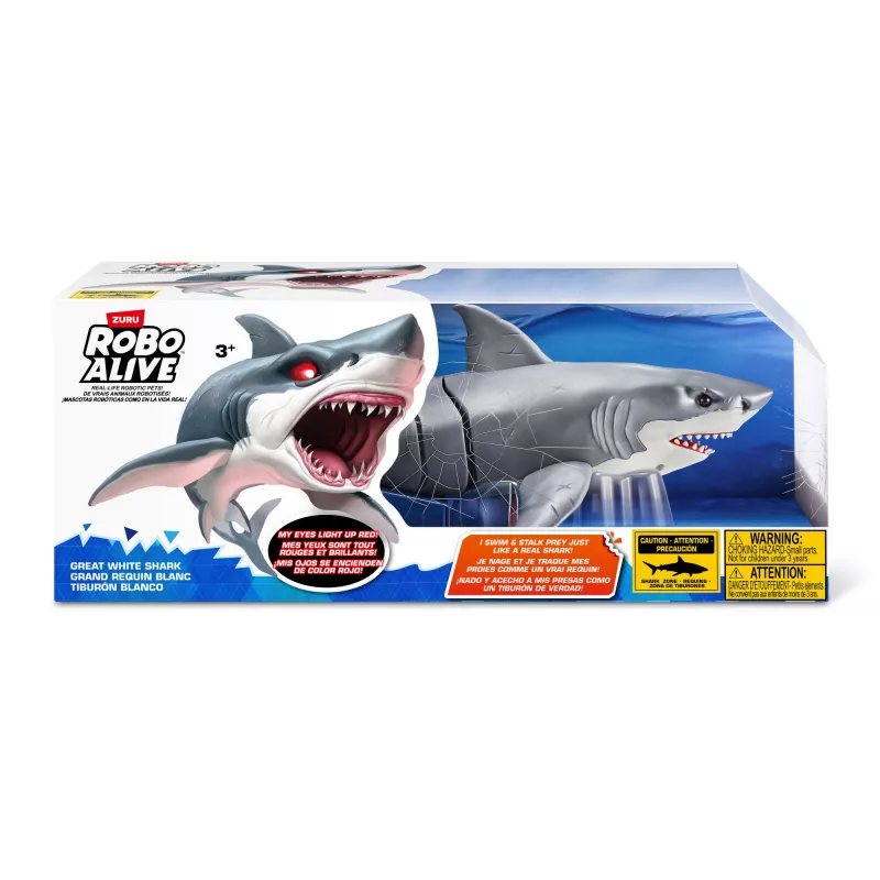 Zuru Robo Alive Gran Tiburón Blanco 71126 — figura interactiva a pilas para jugar en el agua