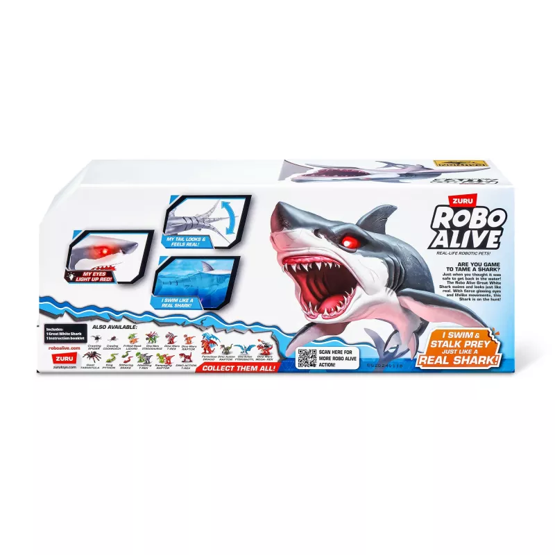 Zuru Robo Alive Gran Tiburón Blanco 71126 — figura interactiva a pilas para jugar en el agua
