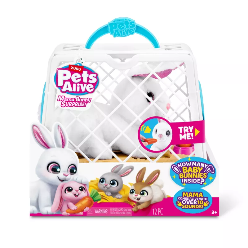 Peluche Zuru Mama Bunny & Baby Surprise, pareja de peluches interactivos, surtido