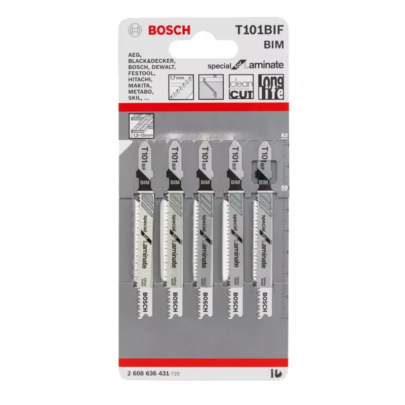 Bosch 2 608 636 431 hoja de sierra de calar/sierra de marquetería/sierra sable hoja de sierra de calar bimetal 5 unidades