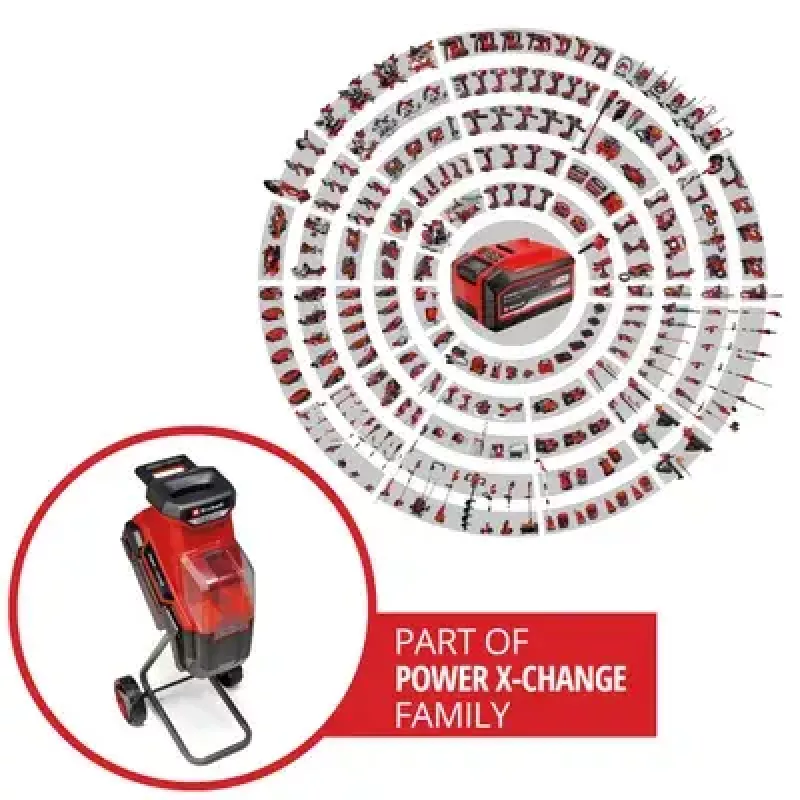 Einhell REDAXXO 36/25 biotrituradora de cuchillas a batería para jardín, 36 V (2x18 V), rama máx. 25 mm, solo sin batería ni cargador, rojo/negro