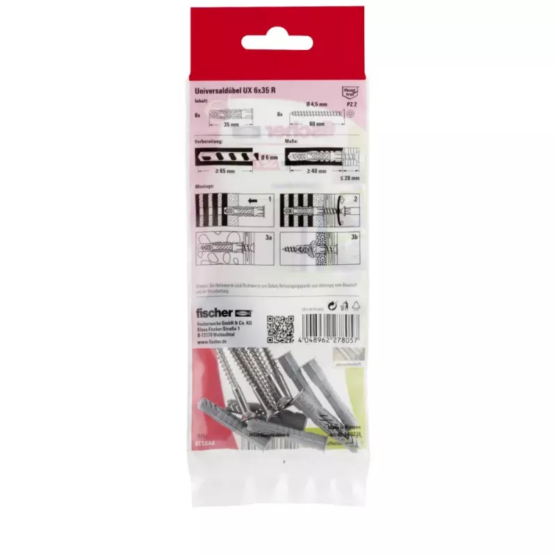 Set de tornillos y tacos Fischer MontageSet B 6 uds.