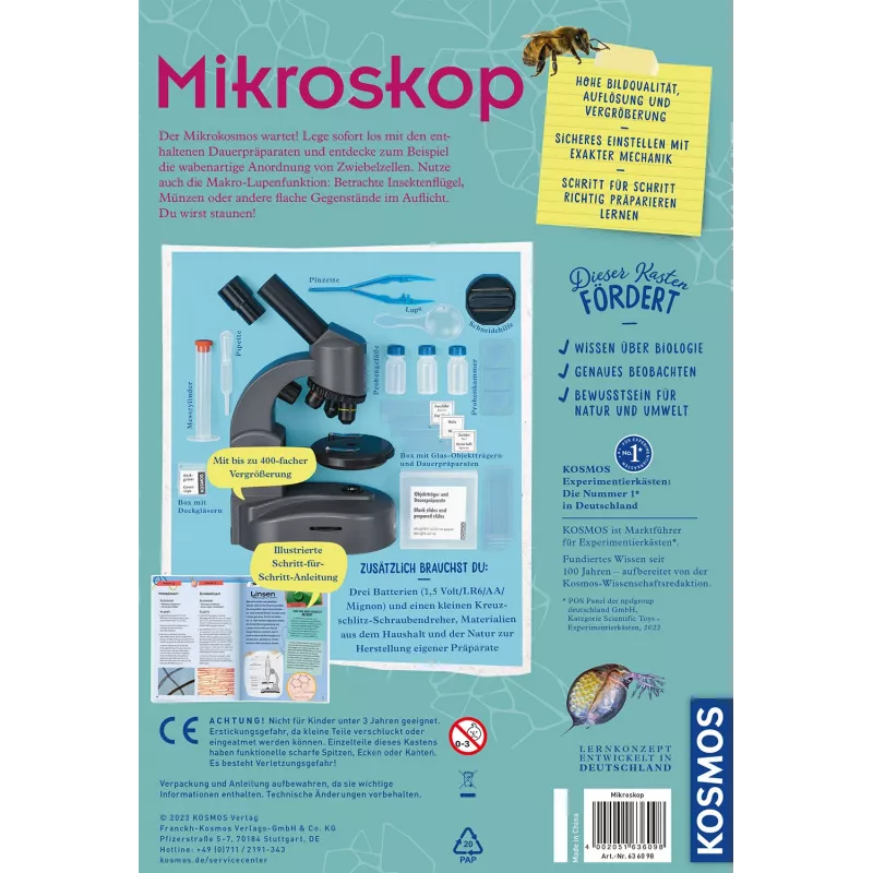 Kosmos 636098 microscopio kit de experimentos de biología, gris, a partir de 10 años