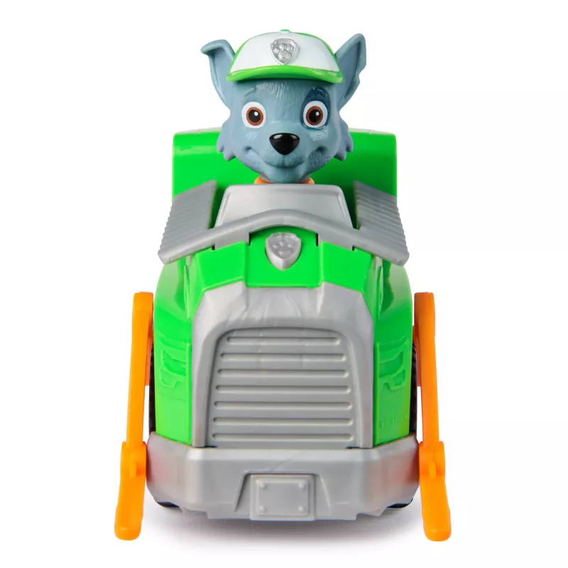 PAW Patrol, camión de reciclaje de Rocky, coche de juguete con figura de acción coleccionable, juguete sostenible para niños y niñas a partir de 3 años